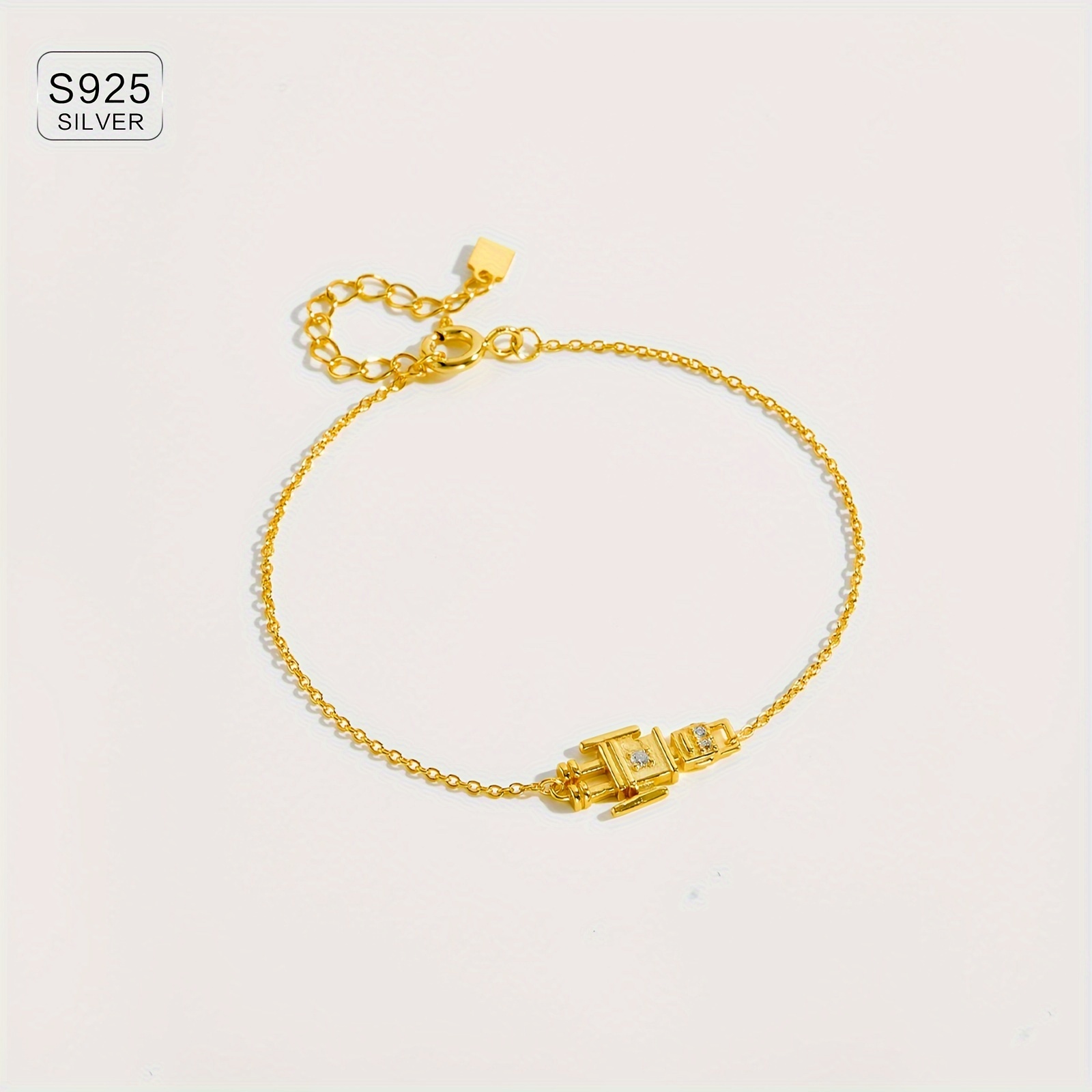 925 Silver Robot Bracelet with Zirconia, for Girlfriend